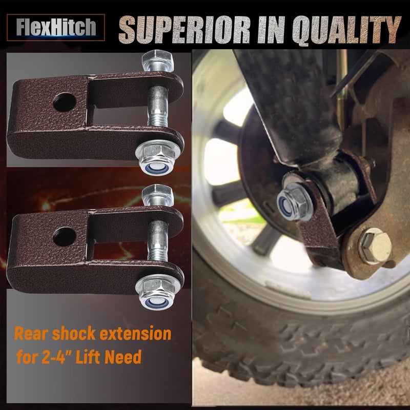FlexHitch 3" Front + 2" Rear Leveling Lift Kits for 2009-2018 Ram 1500 4WD with 2-4" Rear Shock Extensions(2 pcs), 3 Inch Lift Front Strut Spacers and 2 Inch Rear Lift Spacer - Image 3